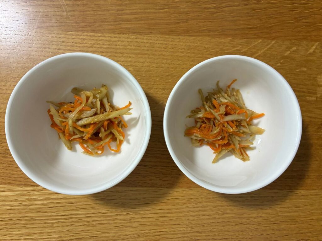 ごぼうと人参のごま酢和え 比較